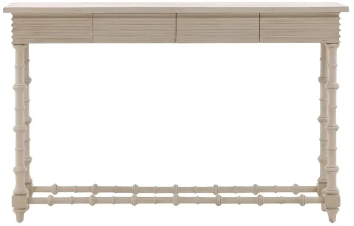 Normandie French Country Cream Mahogany Wood Rectangular Console Table