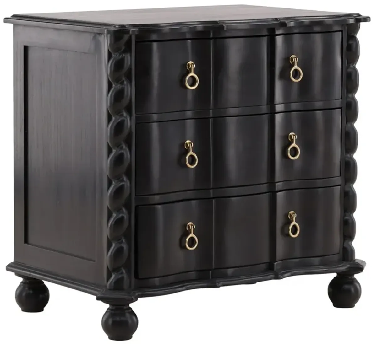 Chardon Updated Traditional Black Mahogany Wood Bachelor Chest