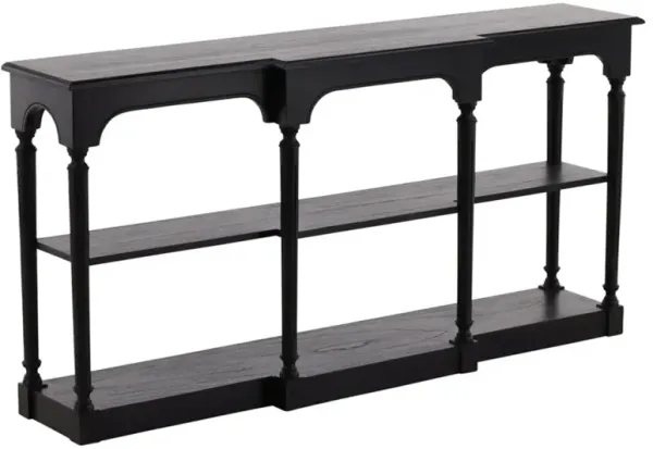 Hayloft Updated Traditional Matte Black Mahogany Wood Rectangular Console Table