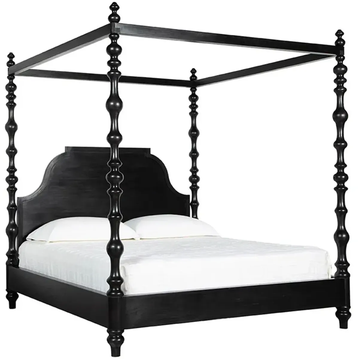 Gravier Updated Traditional Black Mahogany Wood Canopy Bed - King