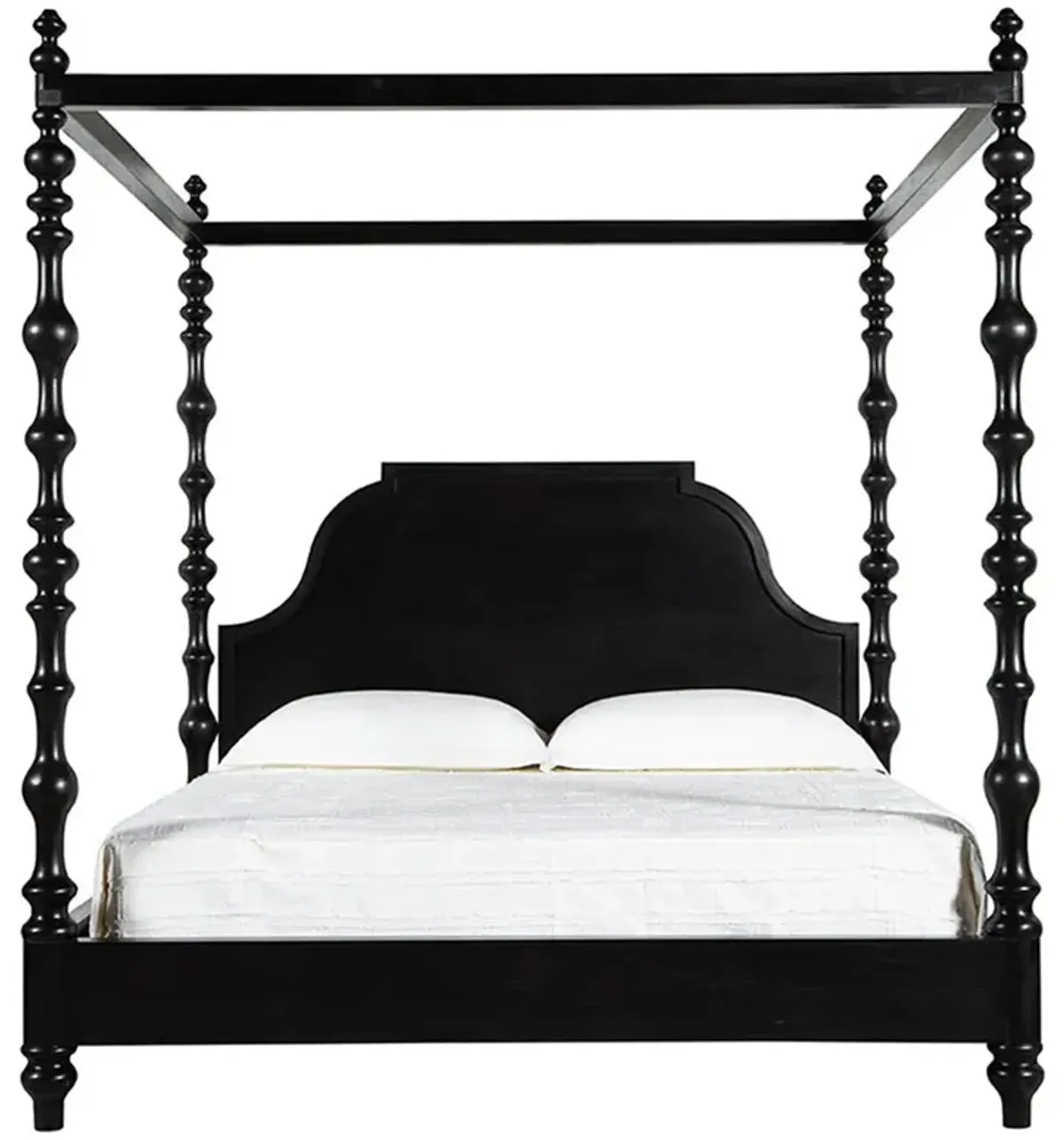 Gravier Updated Traditional Black Mahogany Wood Canopy Bed - King