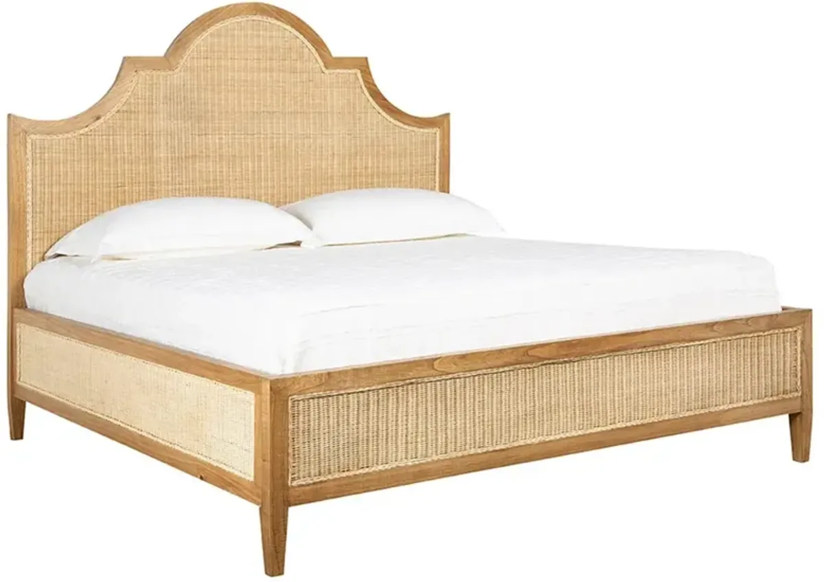 Allard Coastal Beach Brown Wood Natural Woven Rattan Bed - King
