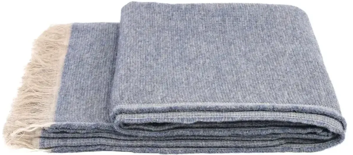 Yasmin Modern Classic Blue Alpaca Woven Throw Blanket