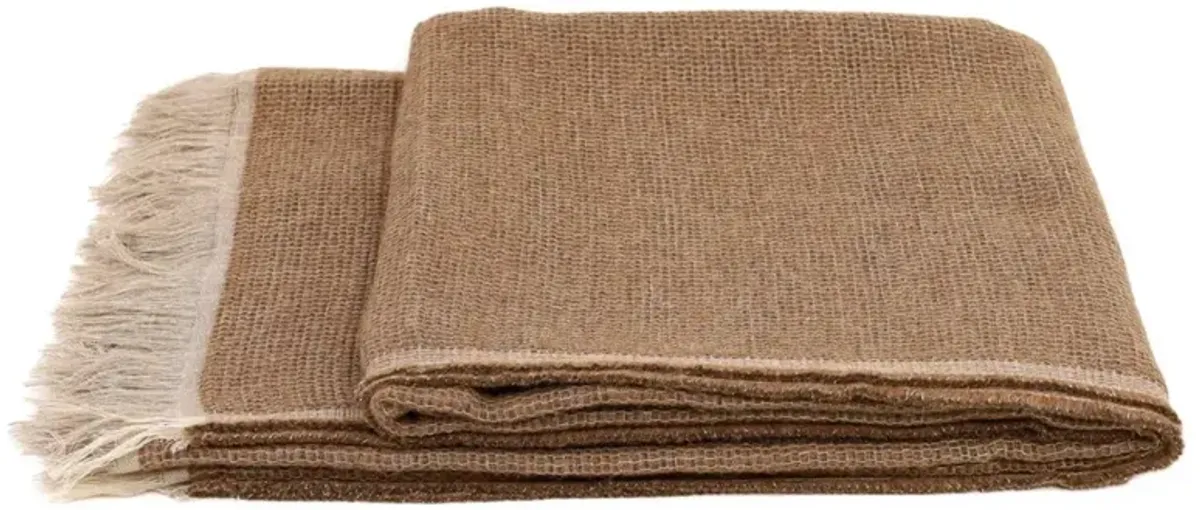 Yasmin Modern Classic Light Brown Alpaca Woven Throw Blanket