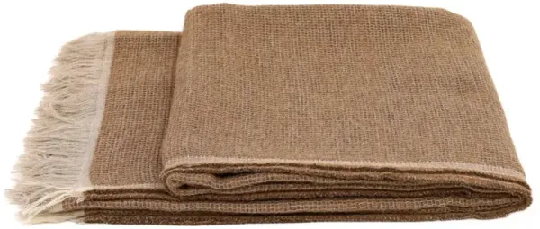 Yasmin Modern Classic Light Brown Alpaca Woven Throw Blanket