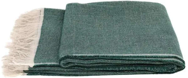Yasmin Modern Classic Teal Alpaca Woven Throw Blanket