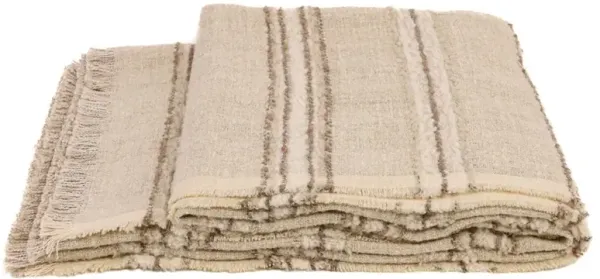 Mateo Coastal Beach Natural Cream Striped Woven Throw Blanket