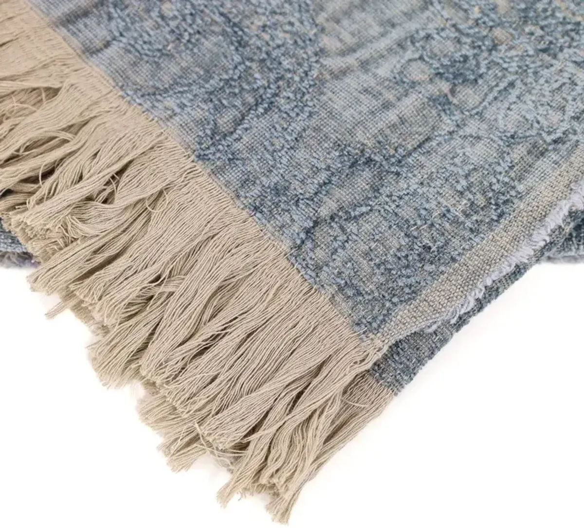 Yvonne Updated Traditional Blue Cotton Woven Throw Blanket