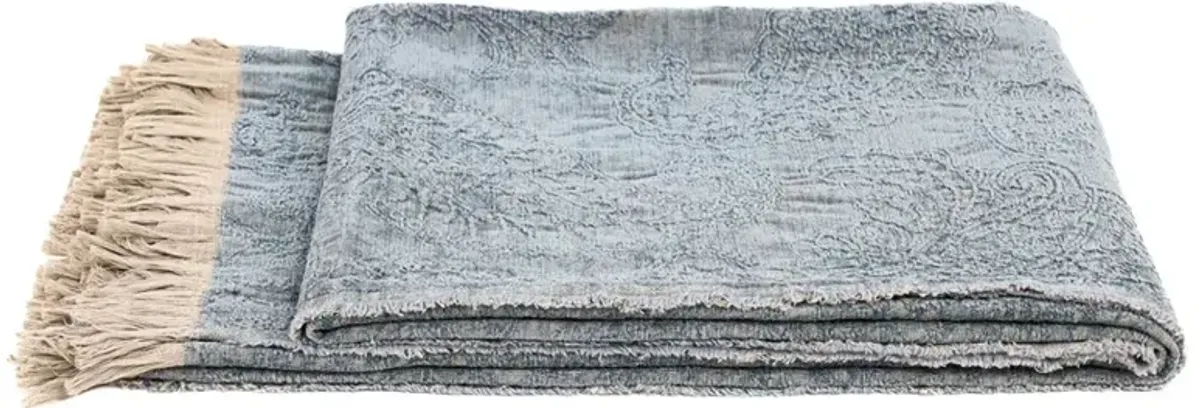 Yvonne Updated Traditional Blue Cotton Woven Throw Blanket