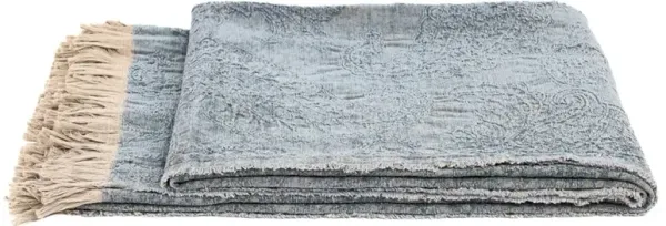 Yvonne Updated Traditional Blue Cotton Woven Throw Blanket