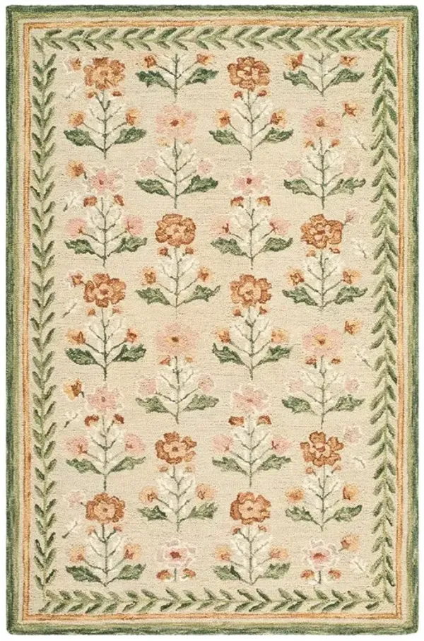 Floryn Updated Traditional Green Wool Floral Patterned Rug - 9'x12'