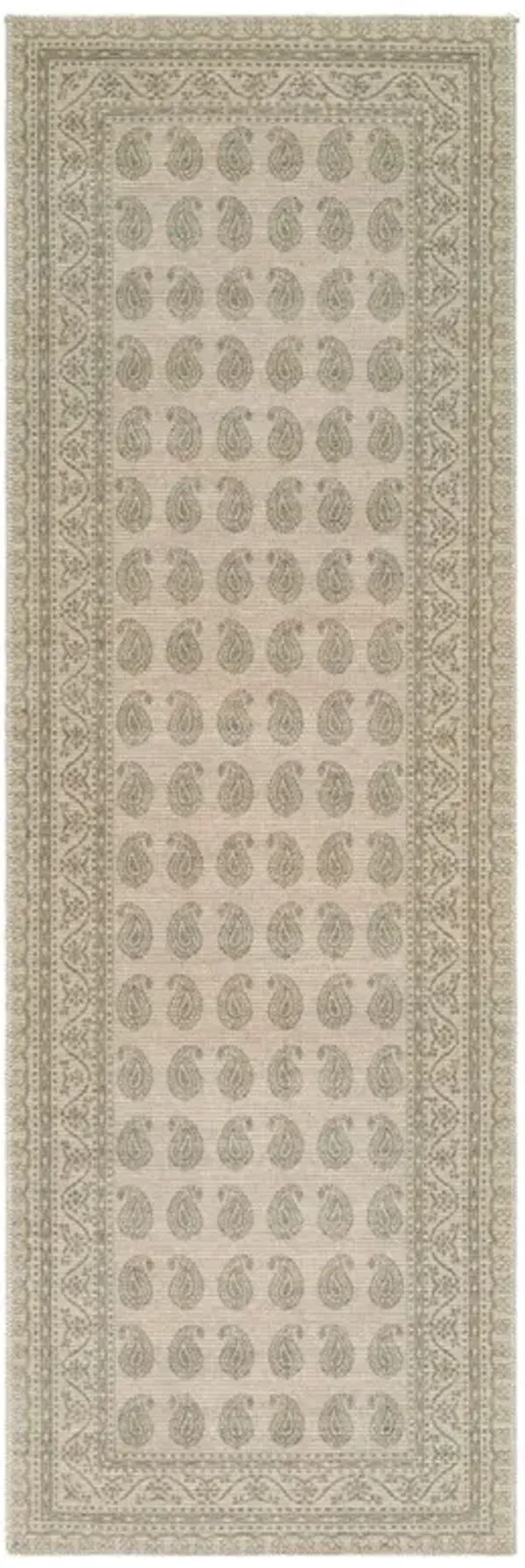 Alora Updated Traditional Green Paisley Patterned Rug - 2'7"x7'10"