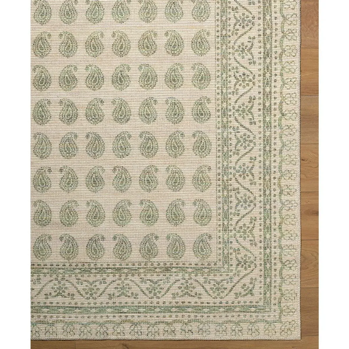 Alora Updated Traditional Green Paisley Patterned Rug - 9'1"x12'