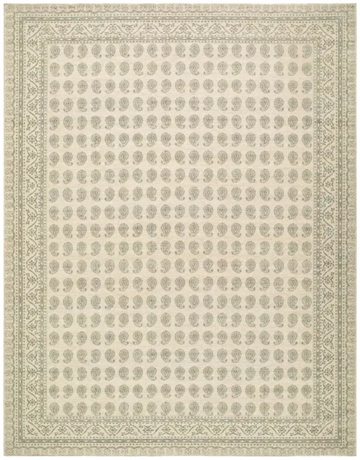 Alora Updated Traditional Green Paisley Patterned Rug - 9'1"x12'