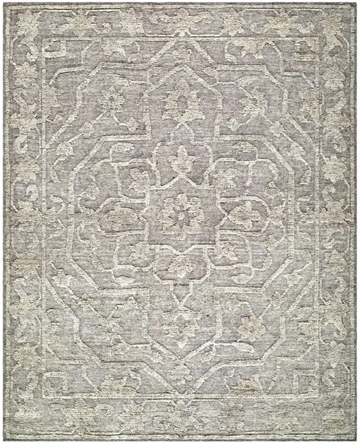 Ivana Updated Traditional Grey Wool Floral Patterned Hand Knotted Rug - 9'x12'