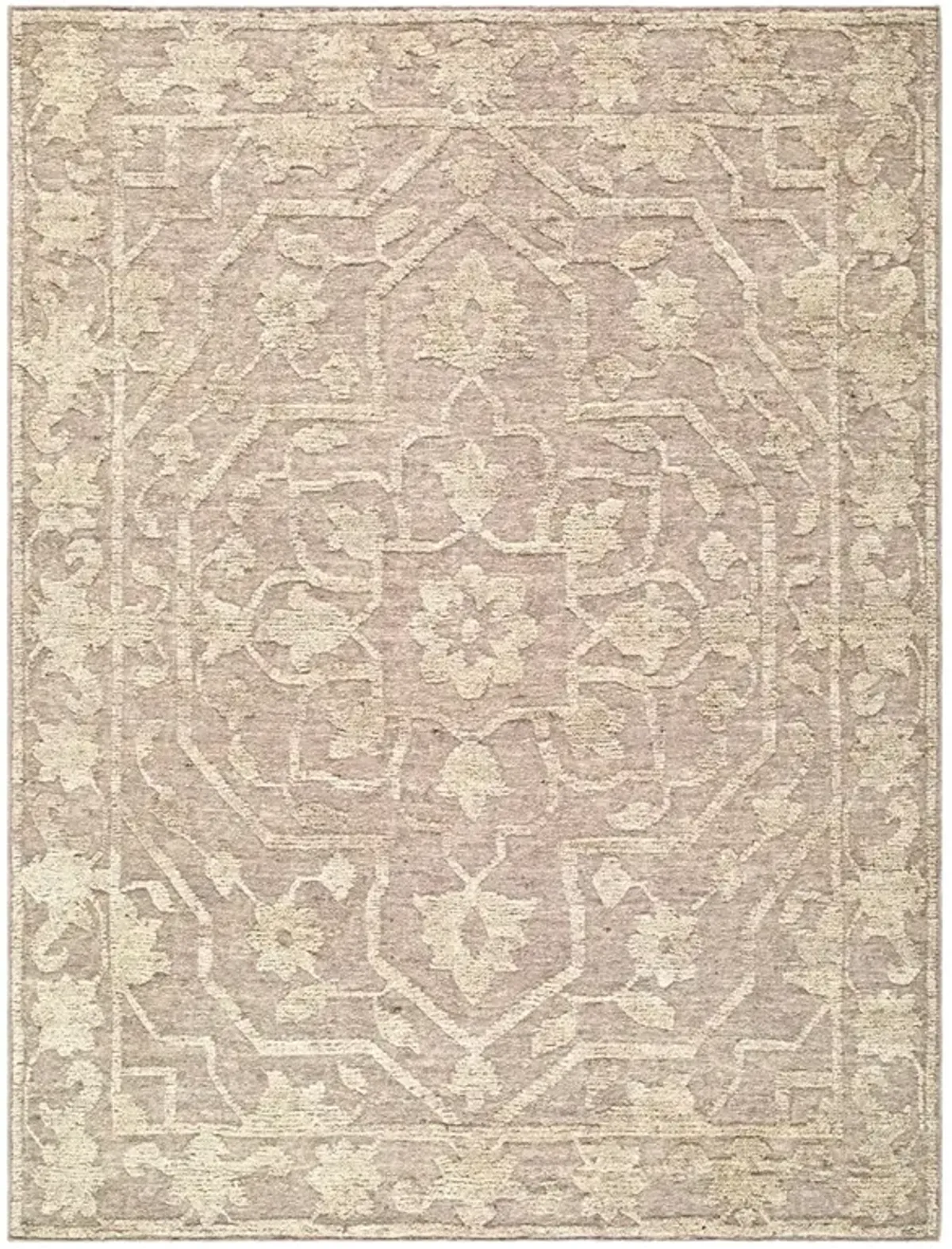 Ivana Updated Traditional Taupe Wool Floral Patterned Hand Knotted Rug - 2'x3'