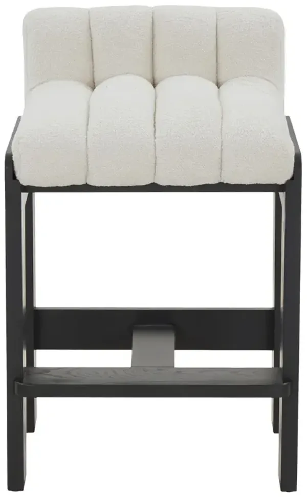 Adelaide Modern Classic White Performance Boucle Black Wood Counter Stool