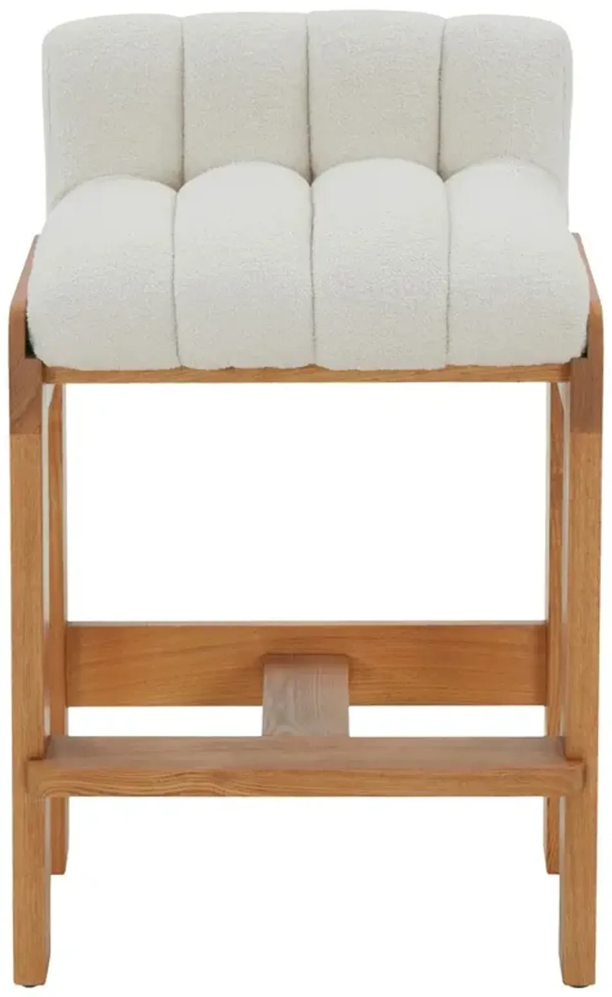 Adelaide Modern Classic White Performance Boucle Brown Wood Counter Stool