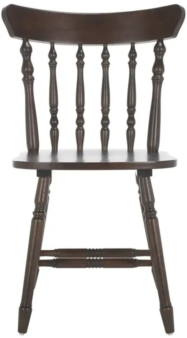 Annie Updated Traditional Dark Brown Wood Windsor Dining Chair - Set of 2