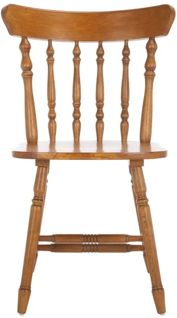 Annie Updated Traditional Honey Brown Wood Windsor Dining Chair - Set of 2