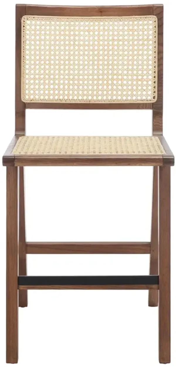 Arlene Modern Classic Beach Brown Woven Rattan Counter Stool
