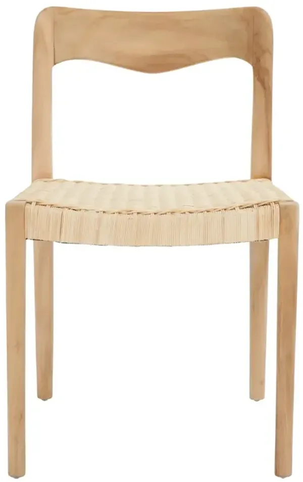Elena Coastal Beach Natural Teak Woven Rattan Dining Chair