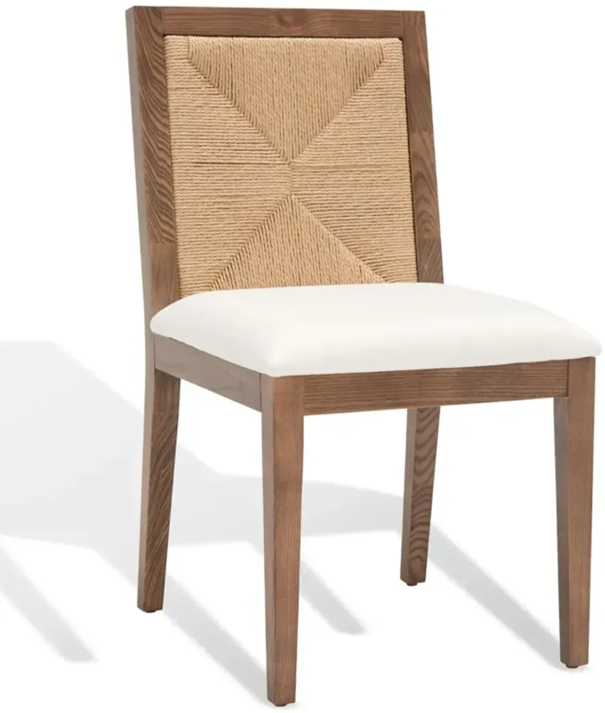 Josie Coastal Beach White Performance Brown Oak Dining Chair - Set of 2