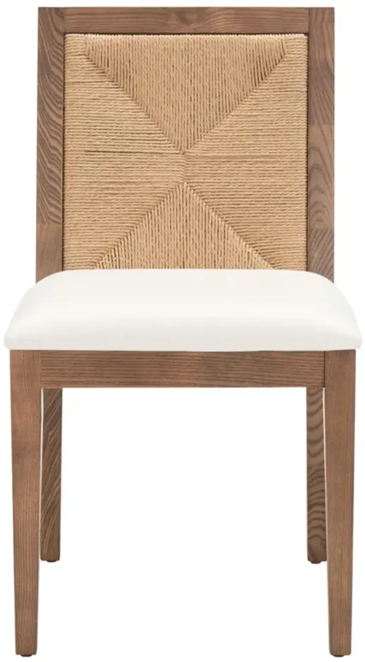 Josie Coastal Beach White Performance Brown Oak Dining Chair - Set of 2