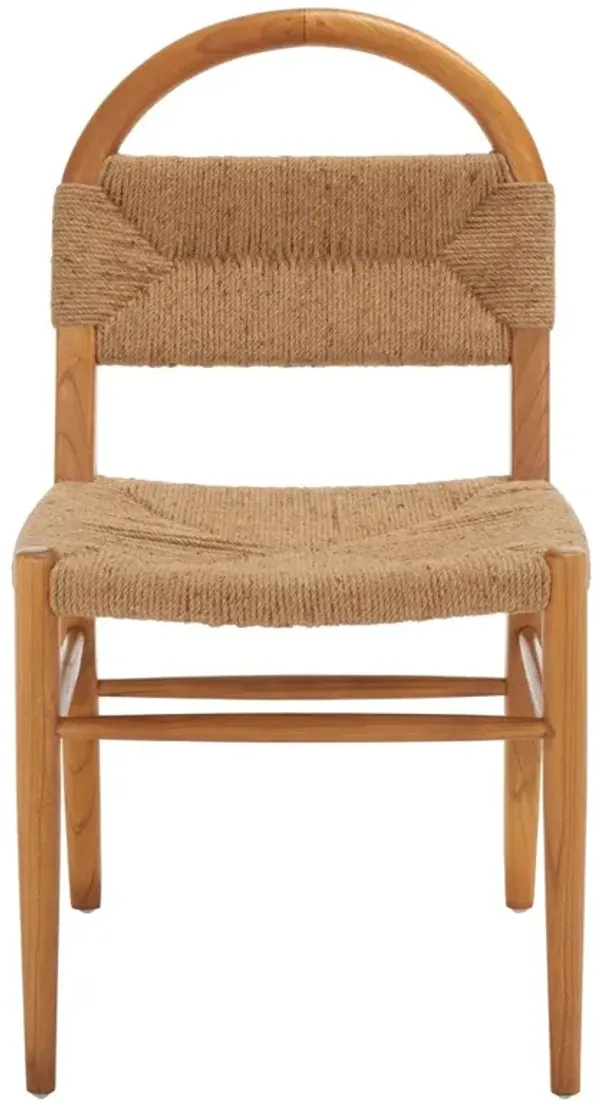 Quinn Coastal Beach Brown Wood Woven Jute Dining Chair
