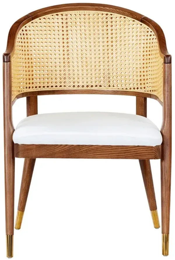 Riona Modern Classic White Performance Brown Wood Dining Arm Chair