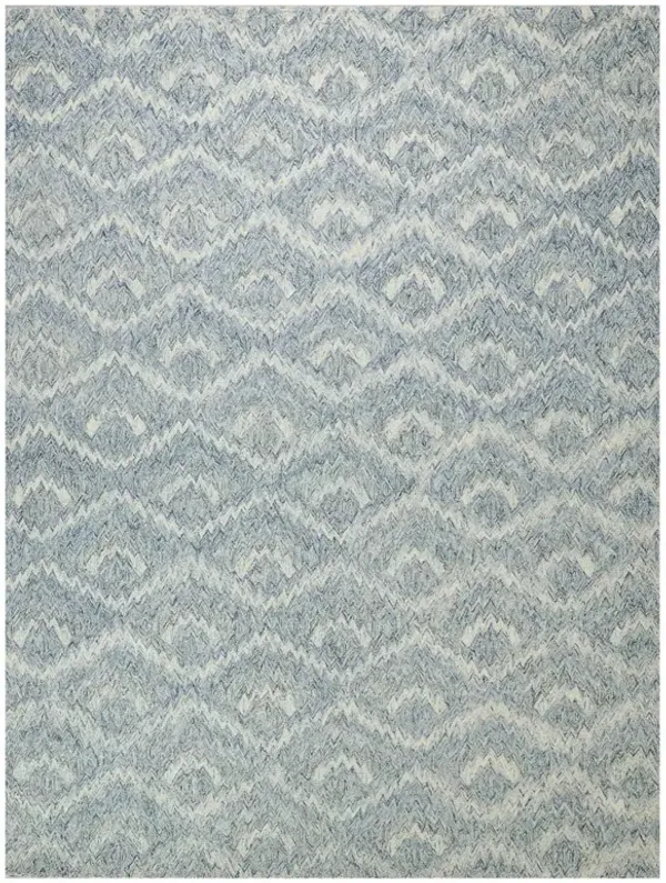 Linden Modern Classic Light Blue Wool Diamond Patterned Rug - 12'x15'