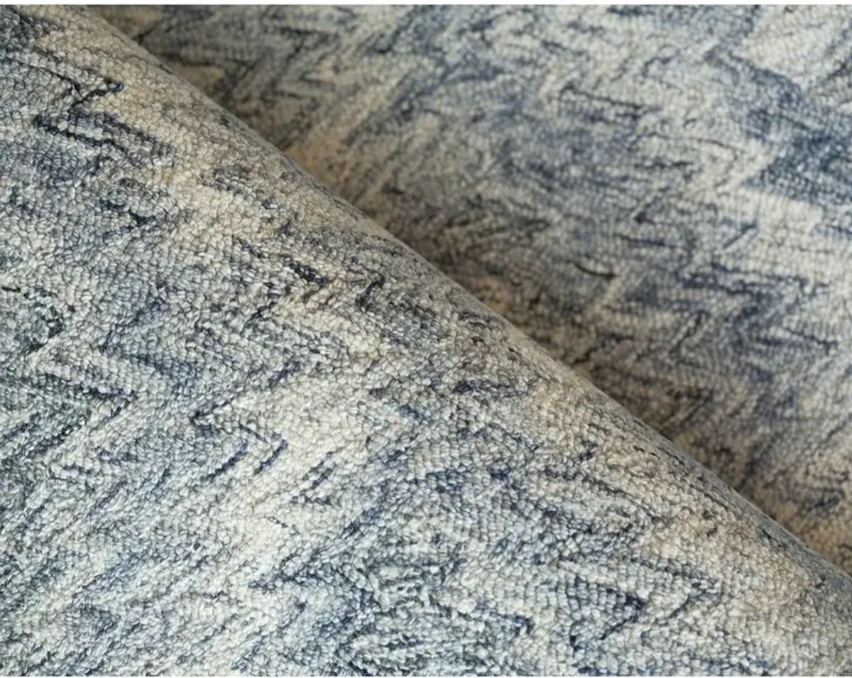 Linden Modern Classic Light Blue Wool Diamond Patterned Rug - 6'x9'