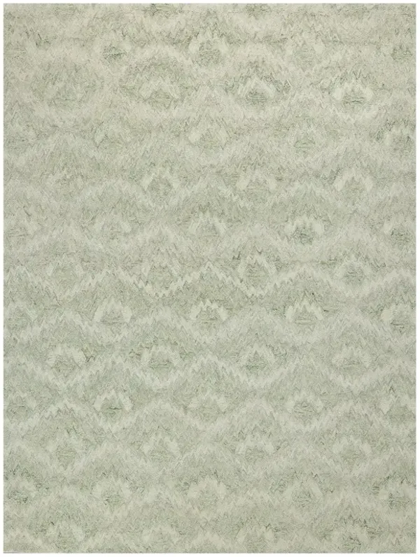 Linden Modern Classic Light Green Wool Diamond Patterned Rug - 12'x15'