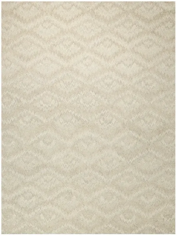 Linden Modern Classic Beige Wool Diamond Patterned Rug - 12'x15'