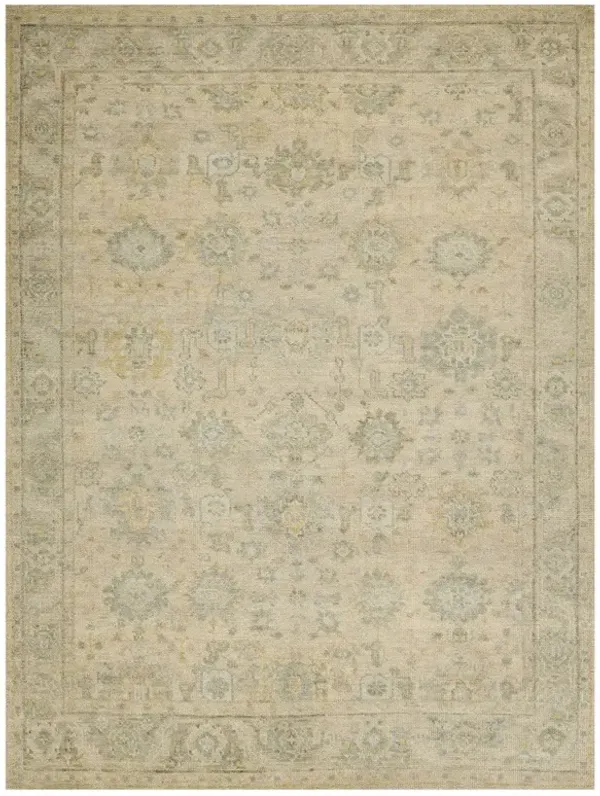 Nolan Updated Traditional Cream Wool Oushak Patterned Hand Knotted Rug - 8'x10'