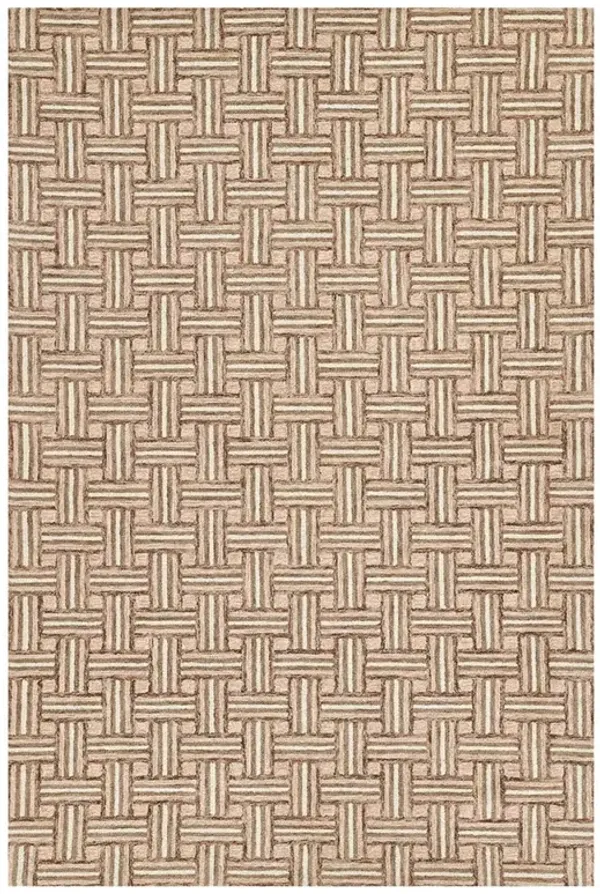 Solene Updated Traditional Brown Wool Basketweave Patterned Rug - 8'x10'