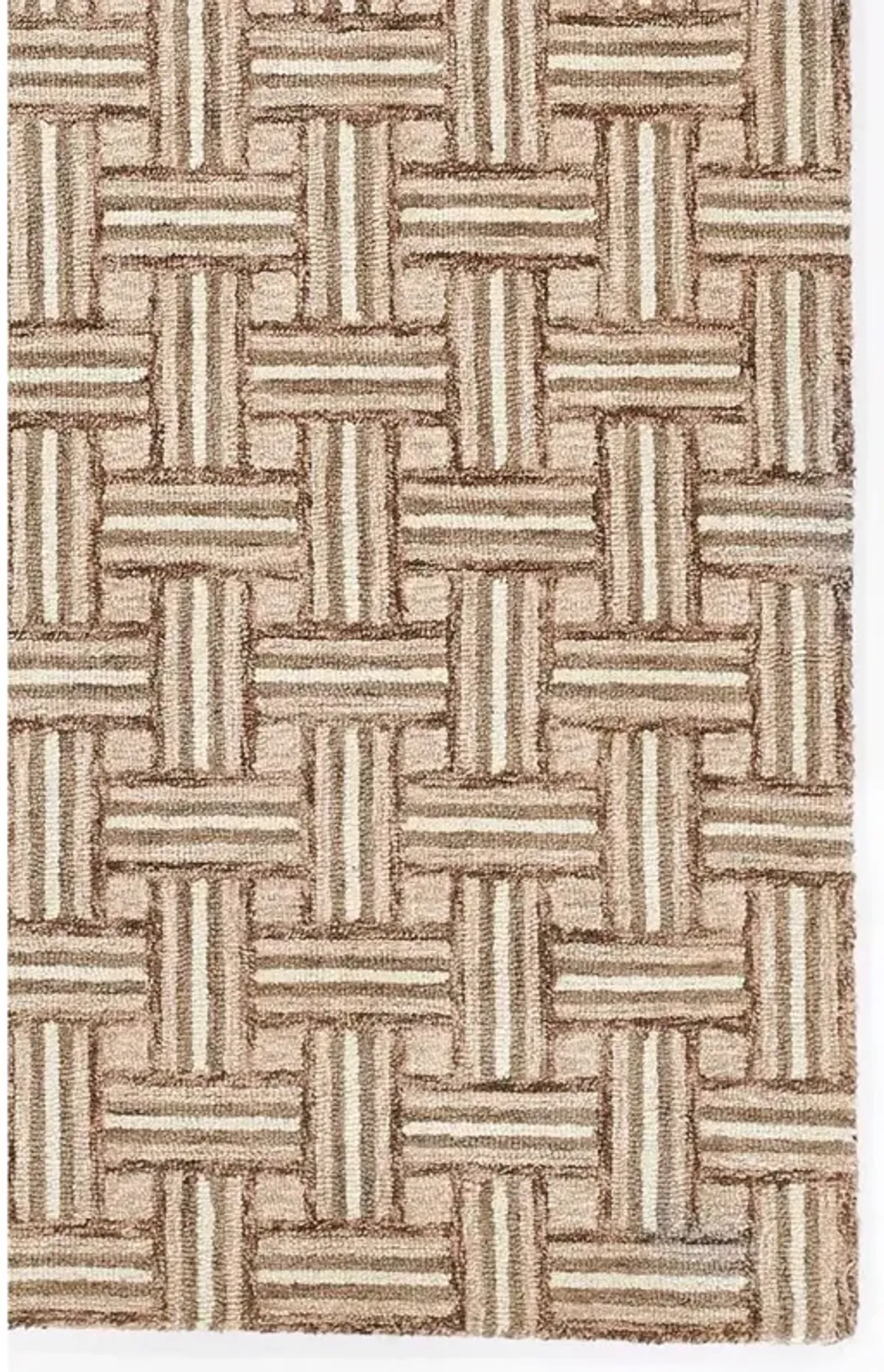 Solene Updated Traditional Brown Wool Basketweave Patterned Rug - 9'x12'