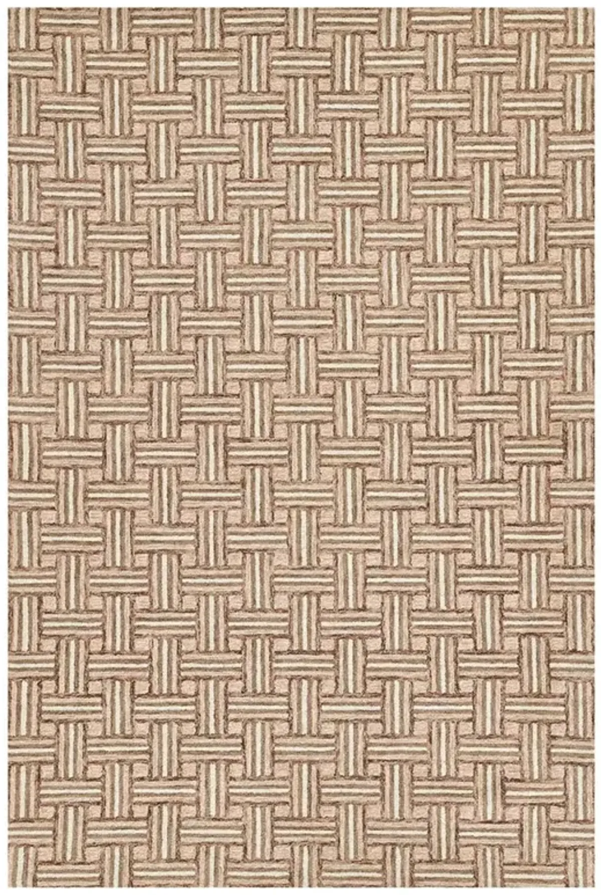 Solene Updated Traditional Brown Wool Basketweave Patterned Rug - 9'x12'