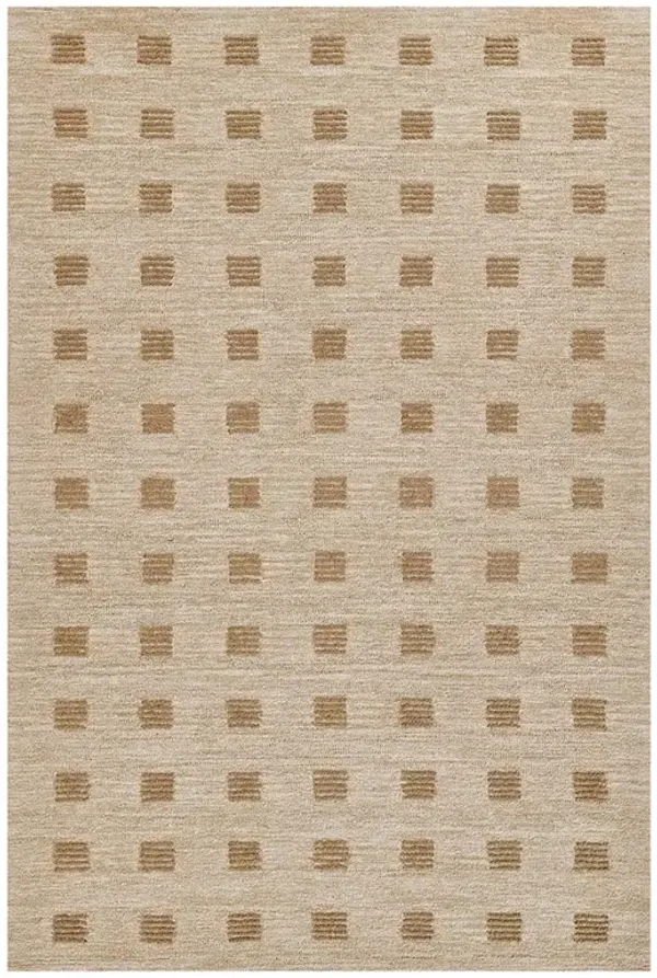 Corbin Modern Classic Beige Wool Square Patterned Rug - 9'x12'