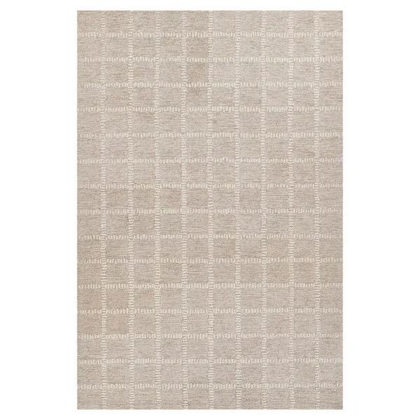 Maeve Modern Classic Beige Wool Grid Patterned Rug - 3'6"x5'6"