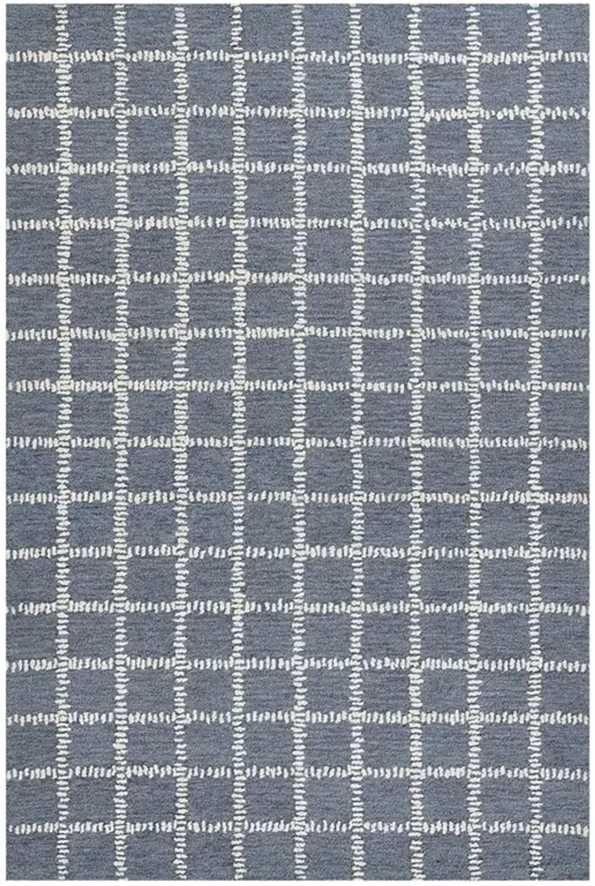 Maeve Modern Classic Blue Wool Grid Patterned Rug - 2'x3'