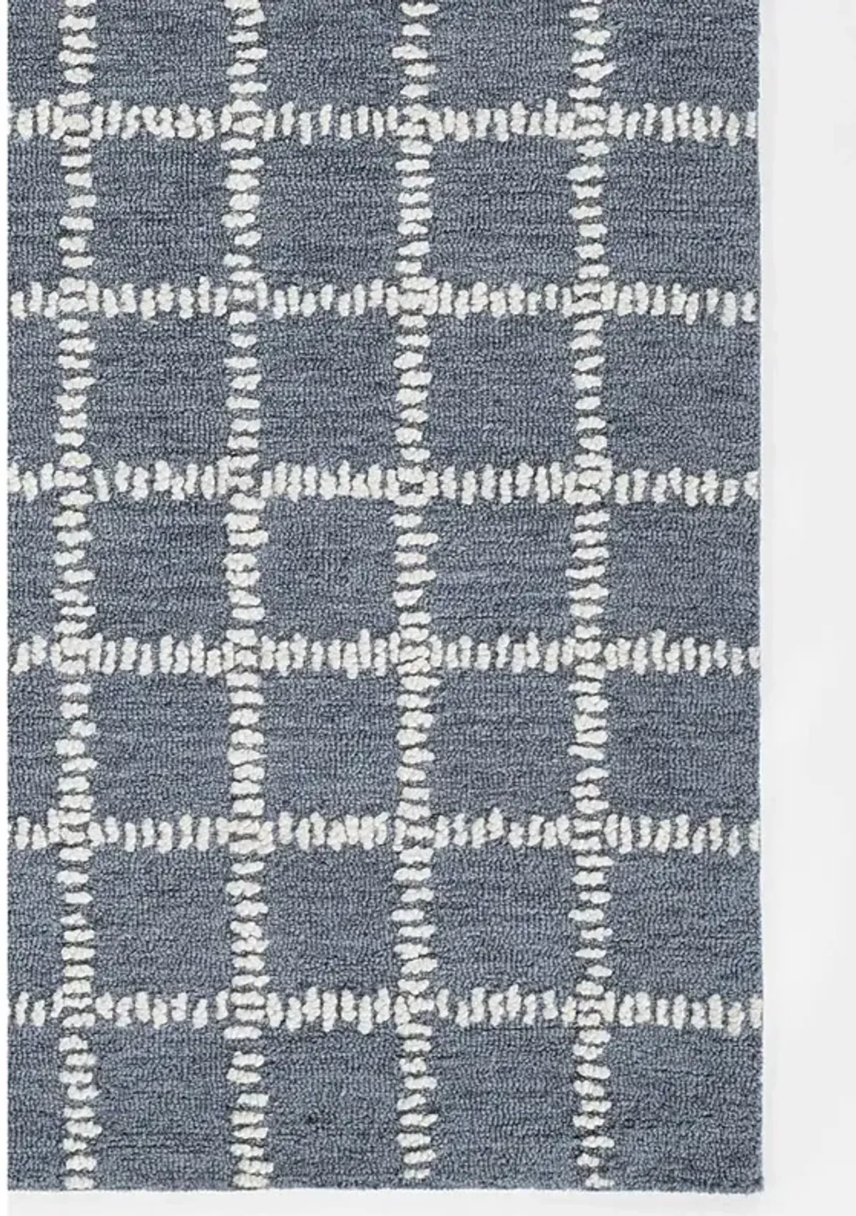 Maeve Modern Classic Blue Wool Grid Patterned Rug - 9'x12'