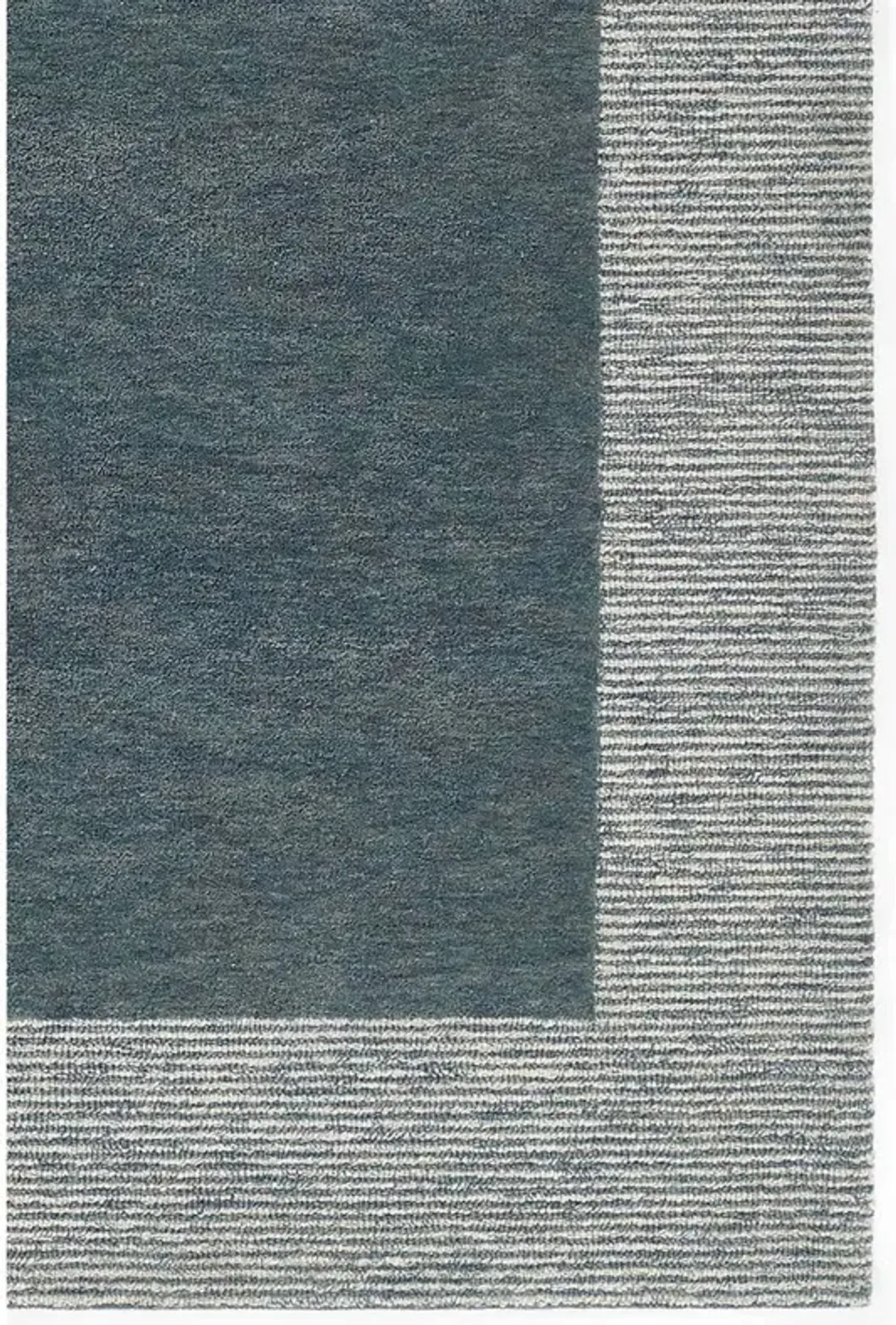 Lior Coastal Beach Blue Wool Bordered Patterned Rug - 2'3"x8'