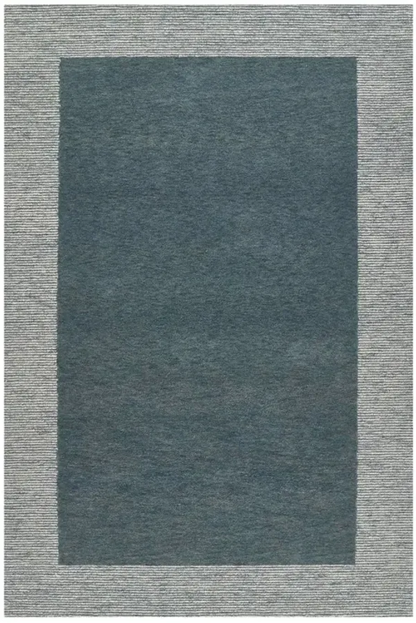 Lior Coastal Beach Blue Wool Bordered Patterned Rug - 8'x10'