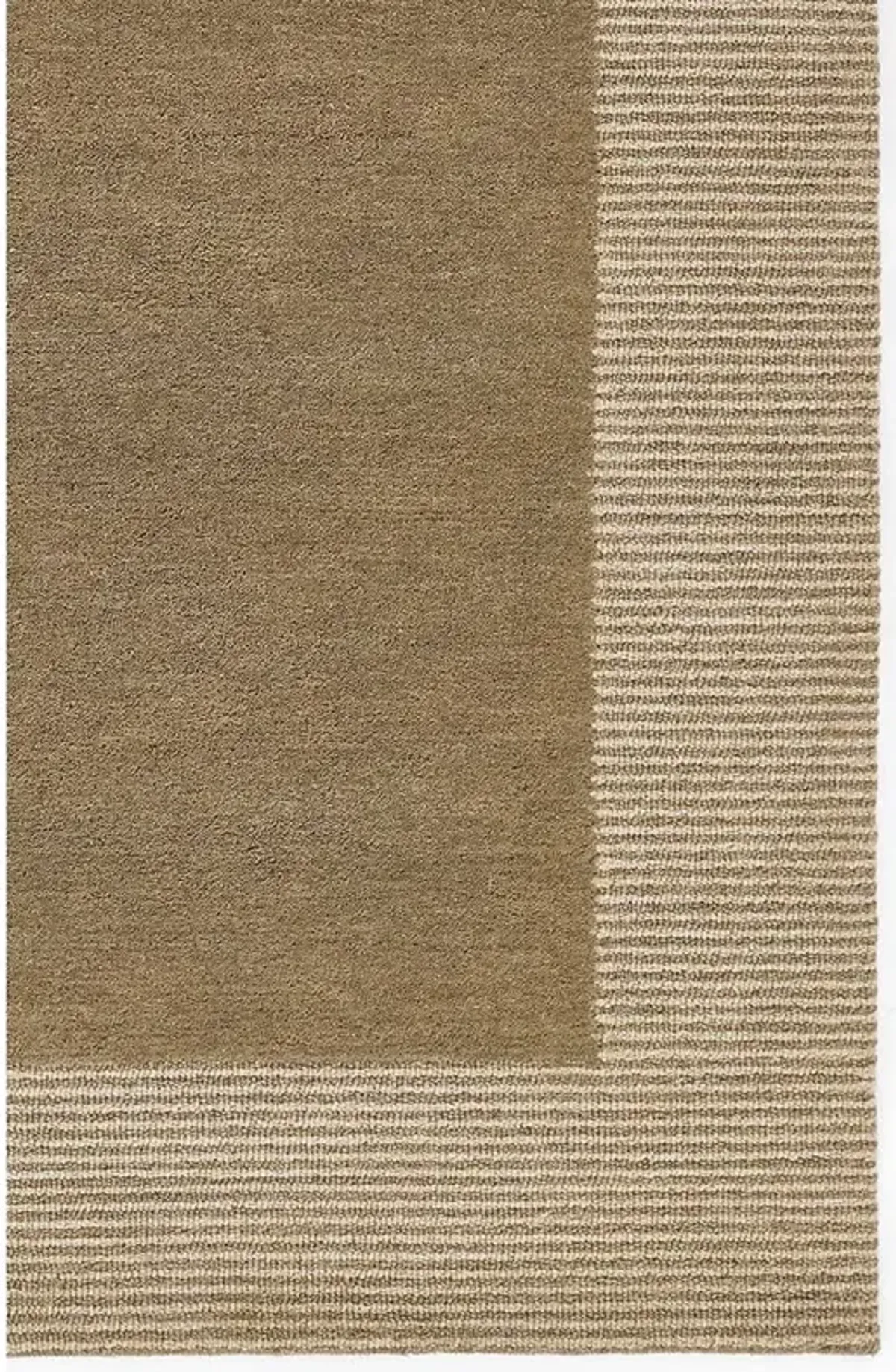 Lior Coastal Beach Taupe Wool Bordered Patterned Rug - 2'3"x8'