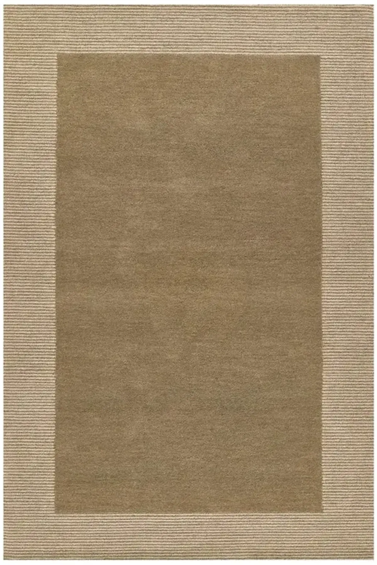 Lior Coastal Beach Taupe Wool Bordered Patterned Rug - 2'3"x8'