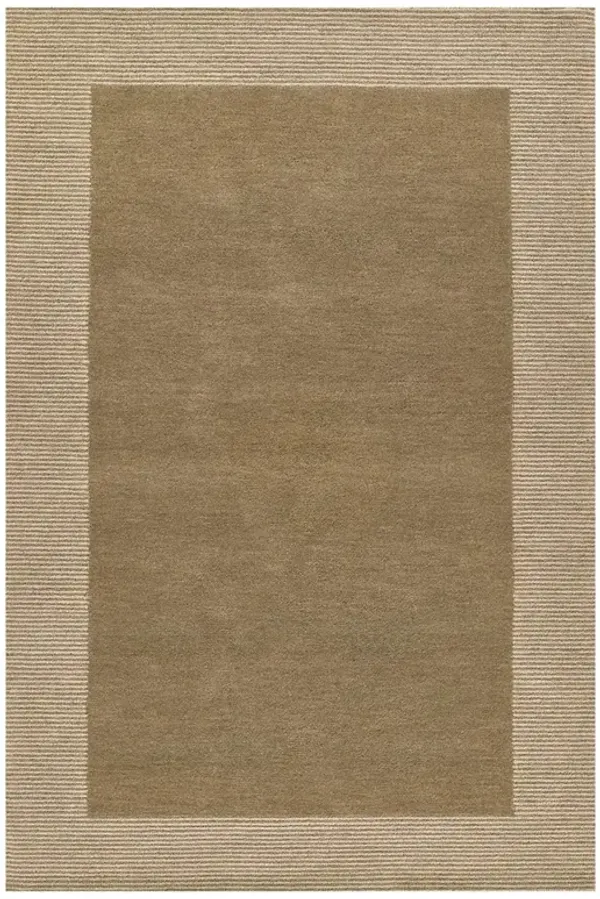 Lior Coastal Beach Taupe Wool Bordered Patterned Rug - 9'x12'