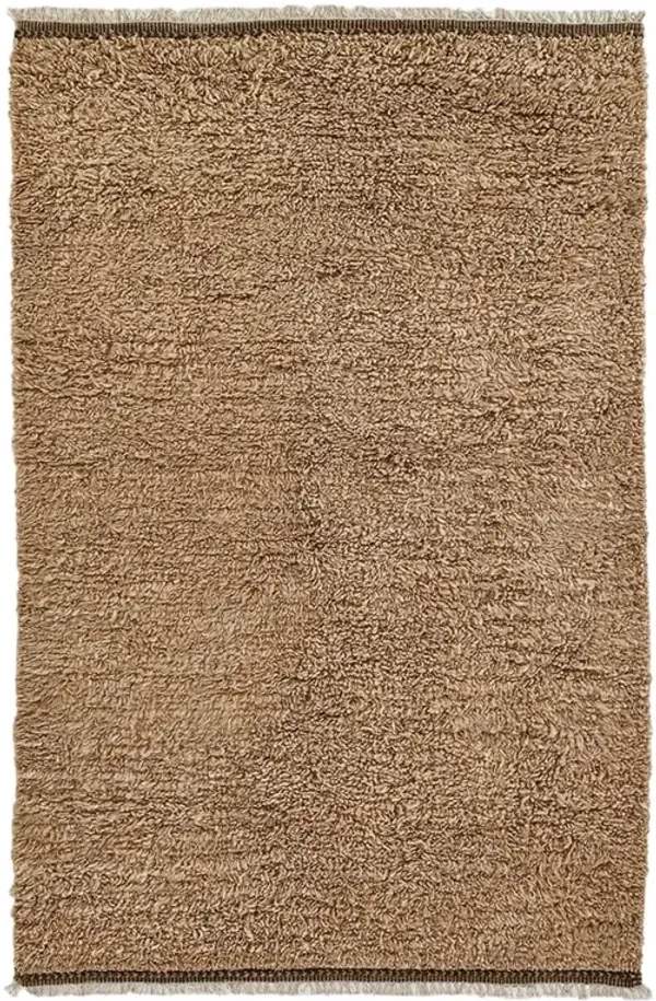 Amaris Modern Classic Brown Wool Fringed Solid Rug - 5'x8'