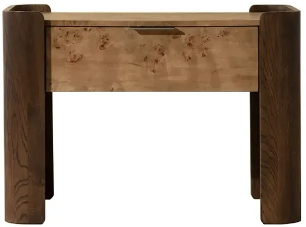 Eero Modern Classic Natural Burl Oak Wide Nightstand