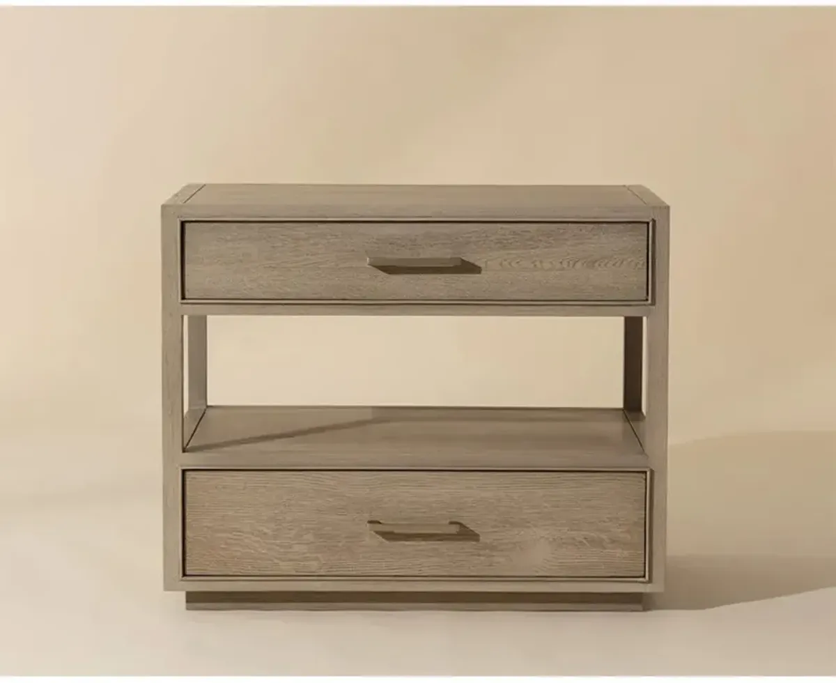 Benedick Modern Classic Sand Beige Oak Wide Nightstand